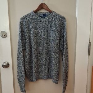 Vintage Polo By Ralph Lauren Men's Blue and White Sweater_1